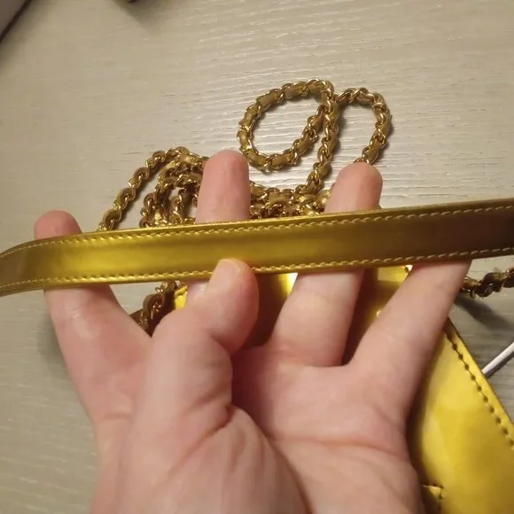 Chanel Gold Patent Leather Interlocking CC Crossbody - Picture 11 of 17